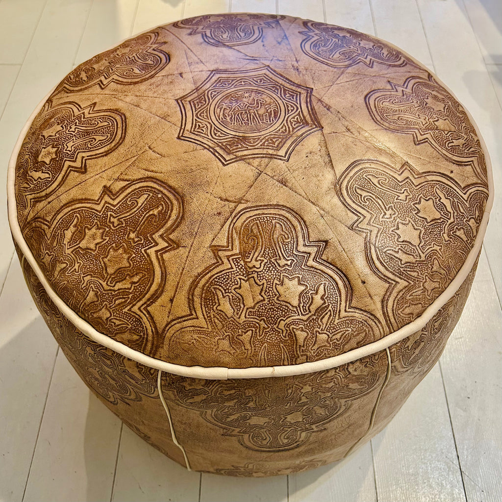 Embossed Pouffe - Natural (Large)