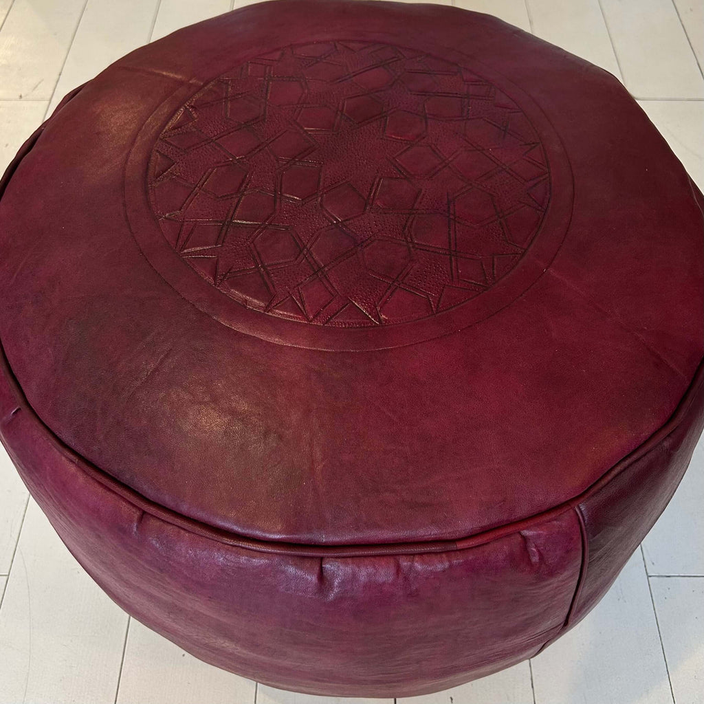 Embossed Pouffe - Merlot (Large) - Mashi Moosh