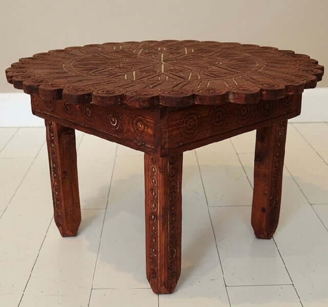 Scalloped Edge Table - HandCarved - Mashi Moosh