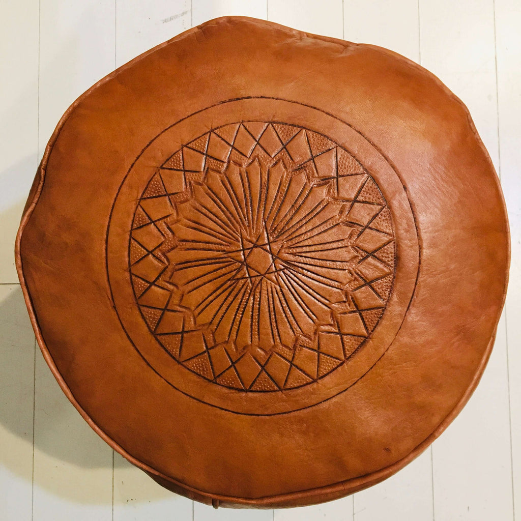 Embossed Moroccan Pouffe - Mashi Moosh