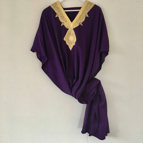 Kaftan - Style #2 Intricate Embroidered (Amethyst) - Mashi Moosh