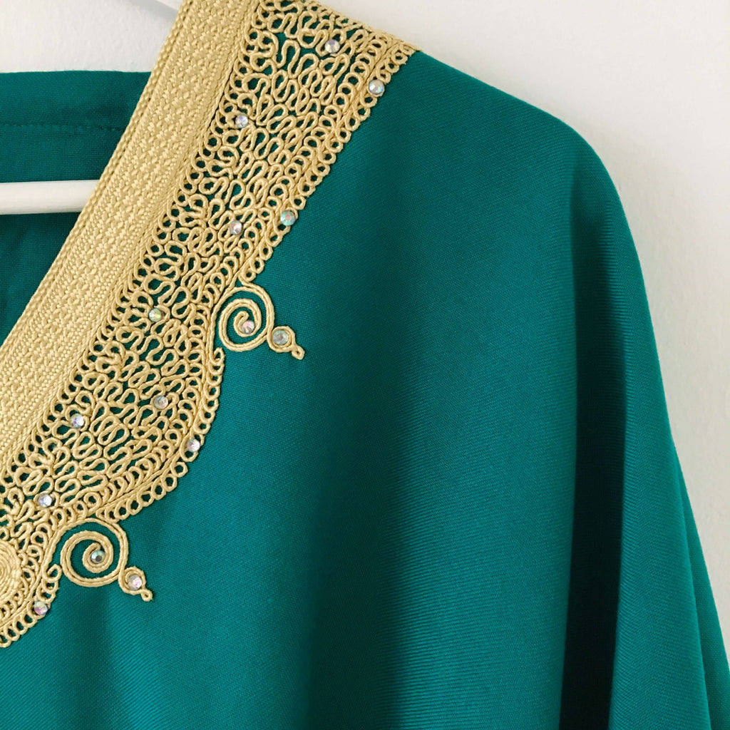 Kaftan - Style #2 Intricate Embroidered (Teal) - Mashi Moosh