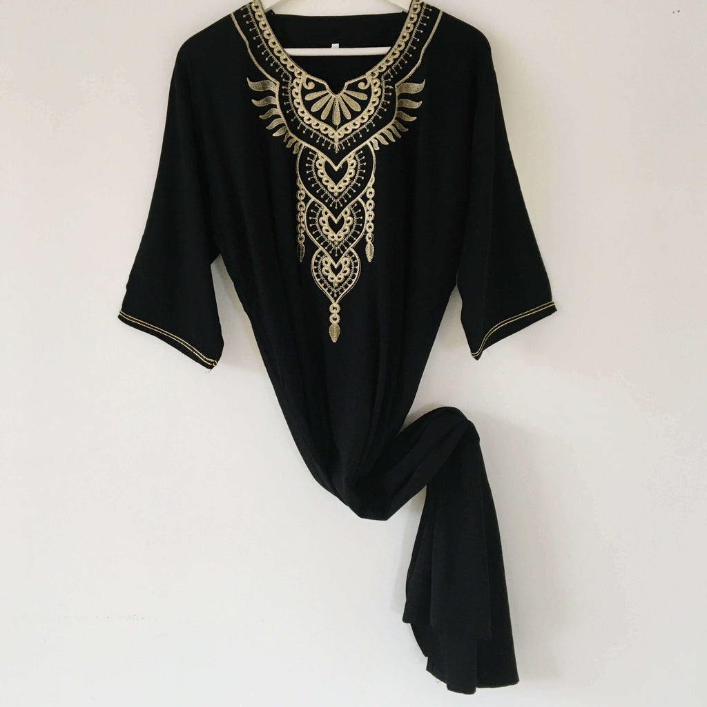 Kaftan - Style #4 Intricate Embroidered (Midnight) - Mashi Moosh