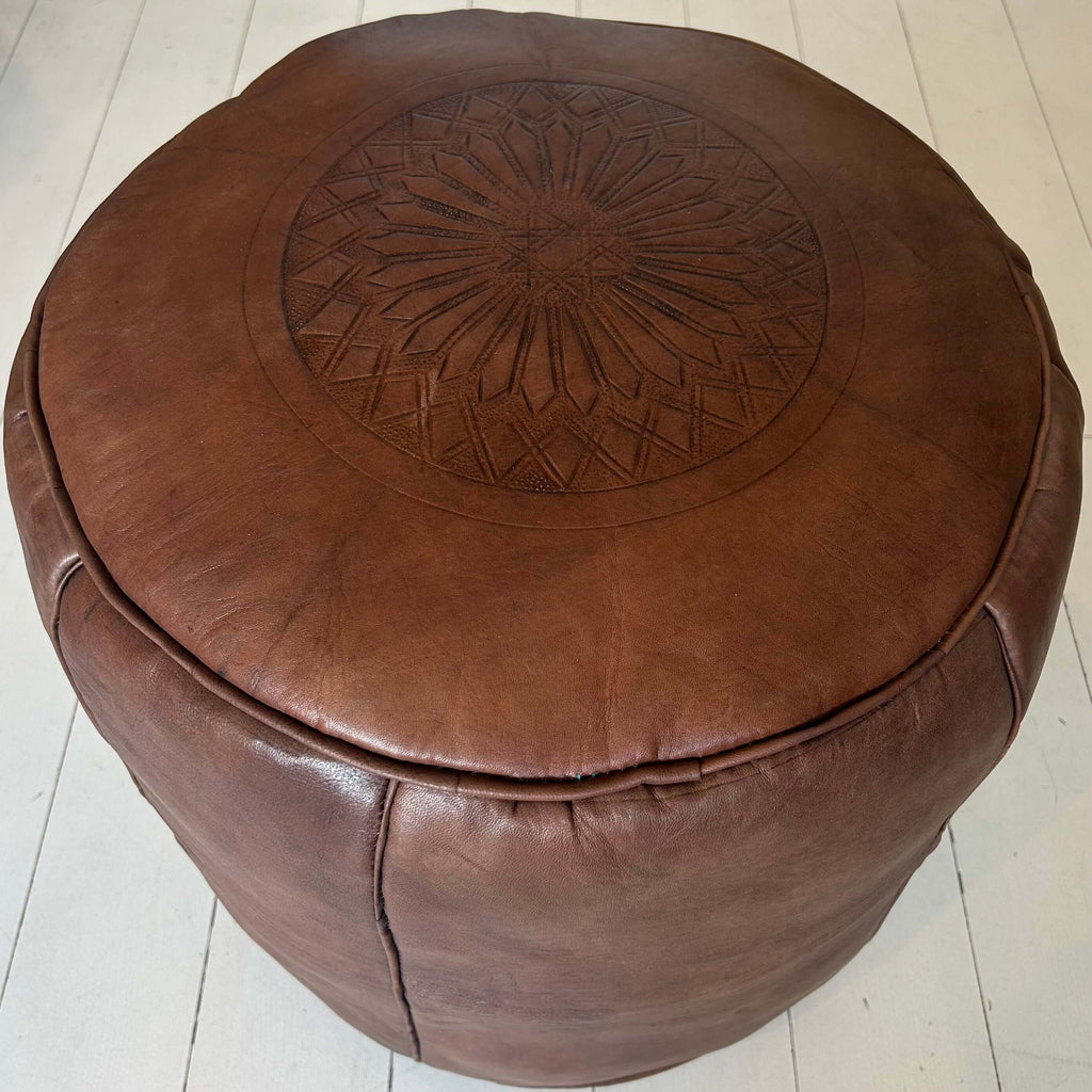 Embossed Pouffe - Chocolate (Medium) - Mashi Moosh