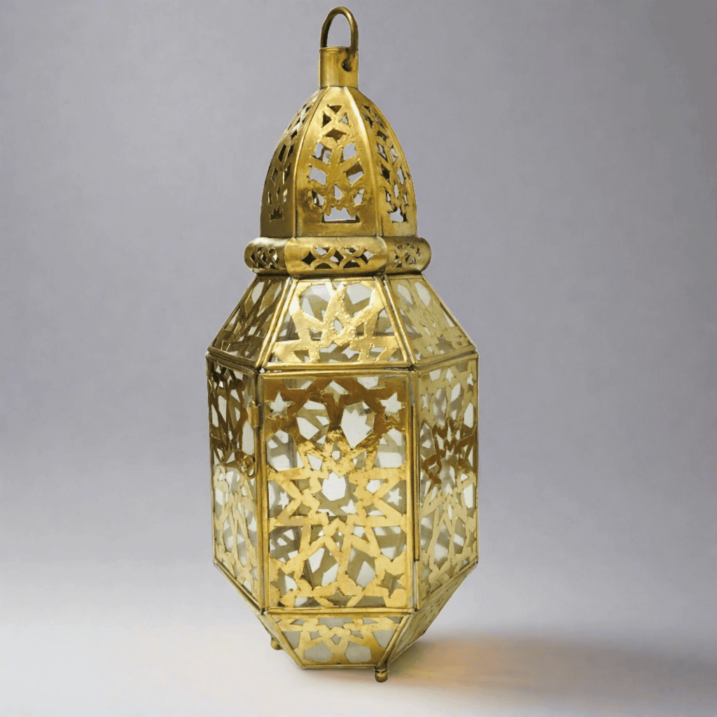 Glass Lantern w/Brass Design (4 Colours) - Mashi Moosh