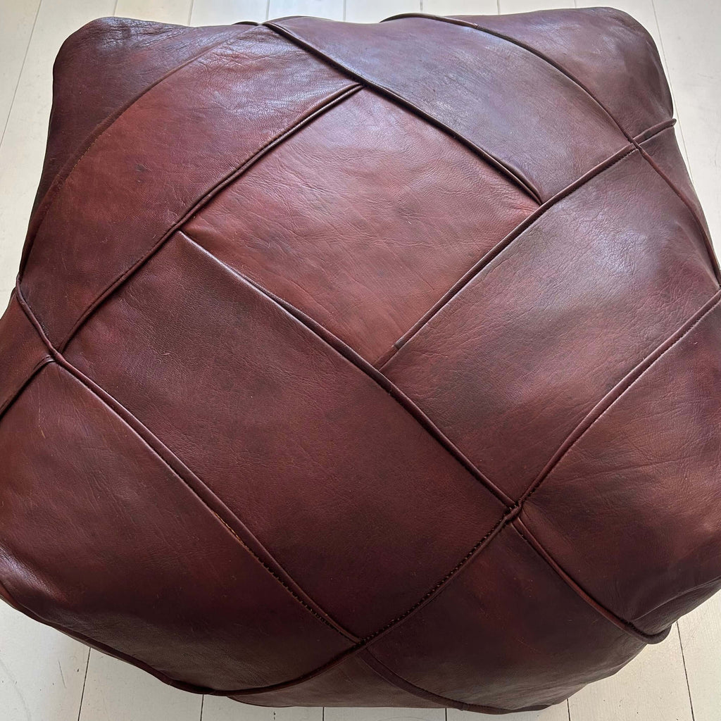 Square Moroccan Pouffe - Chestnut - Mashi Moosh