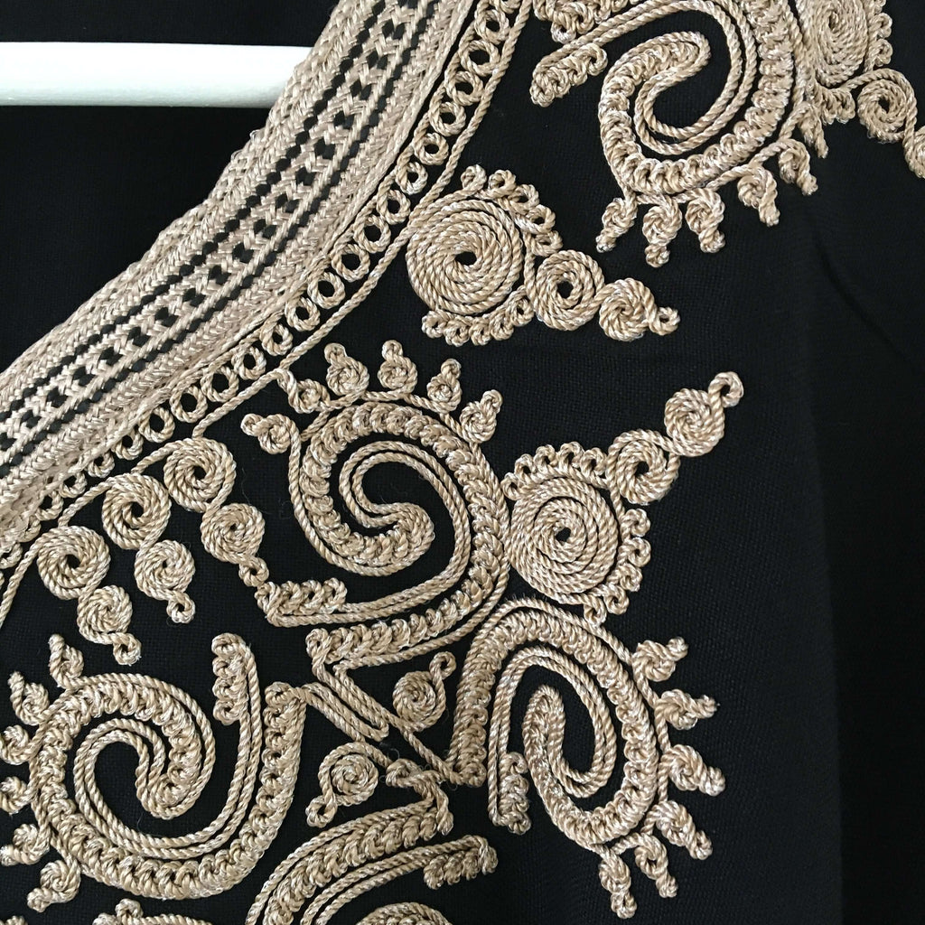 Kaftan - Style #1 Intricate Embroidered (Midnight) - Mashi Moosh