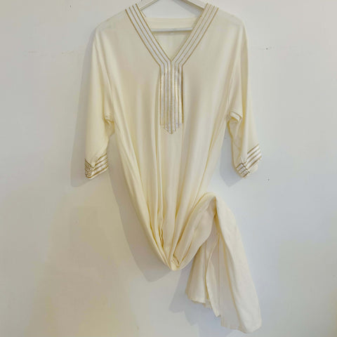 Kaftan - Style #5 V-Neck w/Sleeves (Ivory) - Mashi Moosh