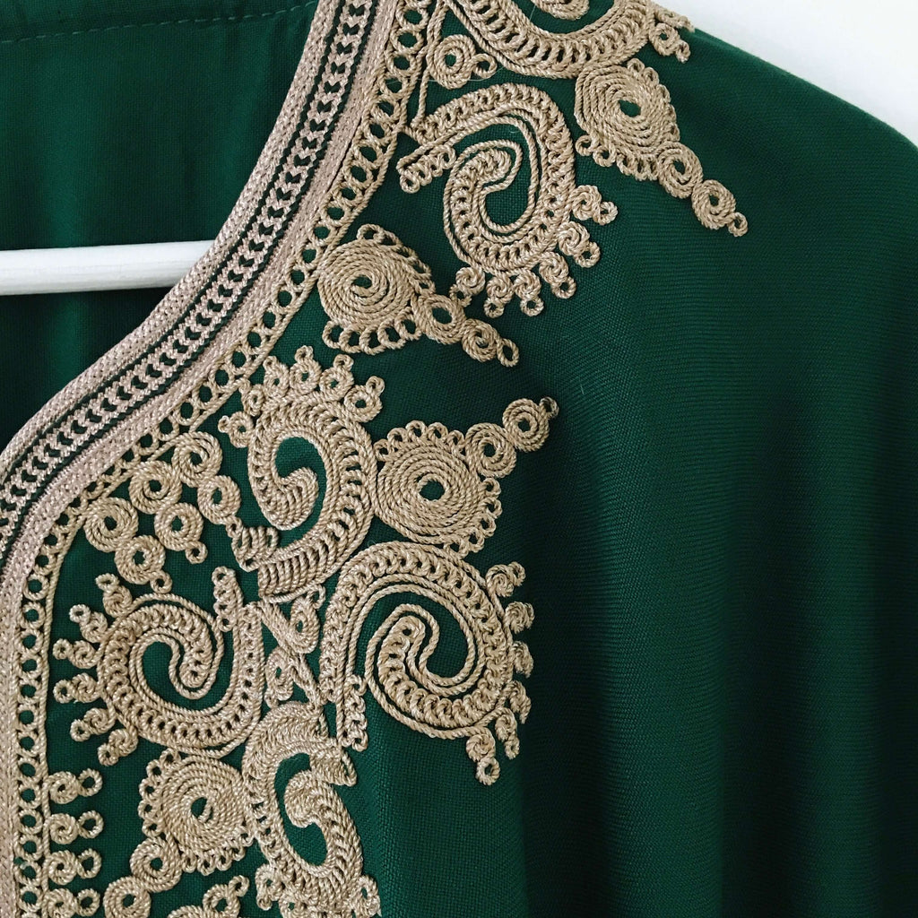 Kaftan - Style #1 Intricate Embroidered (Forest) - Mashi Moosh