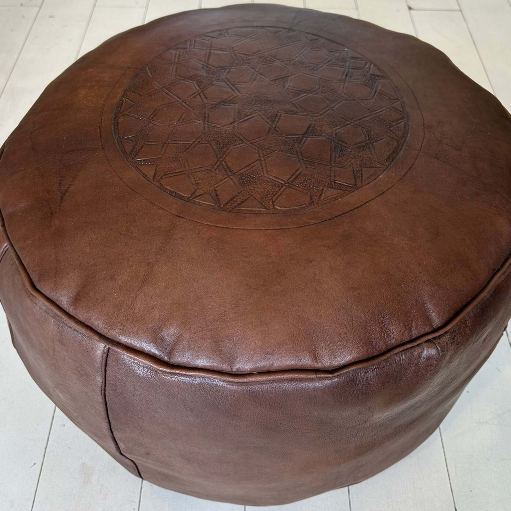 Embossed Pouffe - Chocolate (Large) - Mashi Moosh