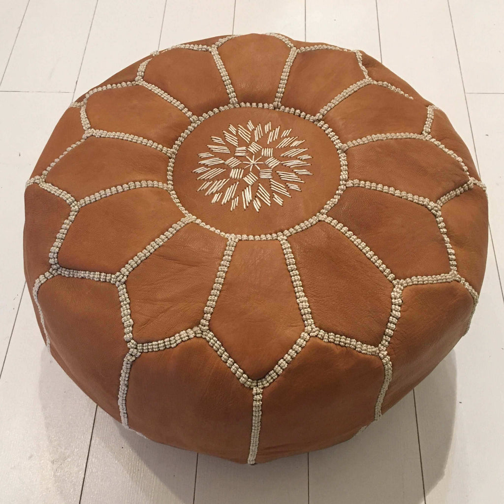Embroidered Pouffe (Mini) - Desert Sand Pouffe - Mashi Moosh