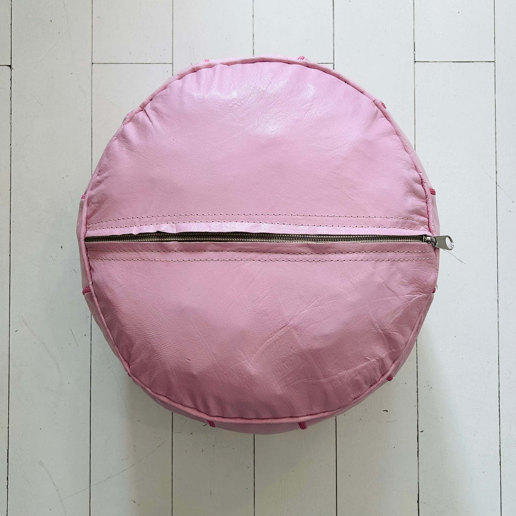 Embroidered Moroccan Pouffe (Mini) - Pink - Mashi Moosh