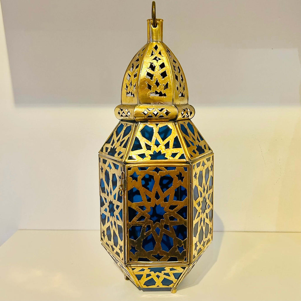 Glass Lantern w/Brass Design (4 Colours) - Mashi Moosh