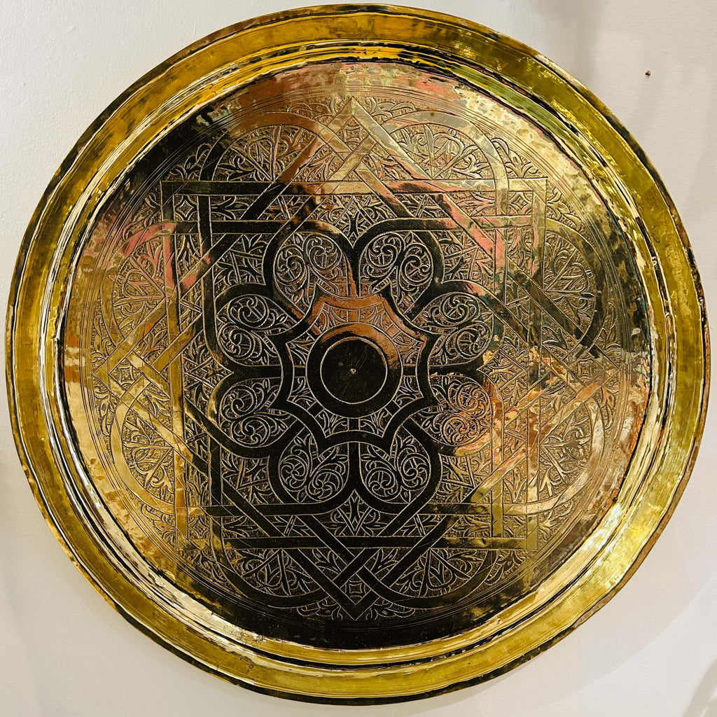 Vintage Brass Tray - 22.5” - Mashi Moosh