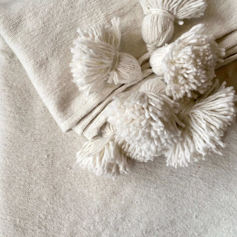 PomPom Blanket - Cream (Small) Blanket - Mashi Moosh