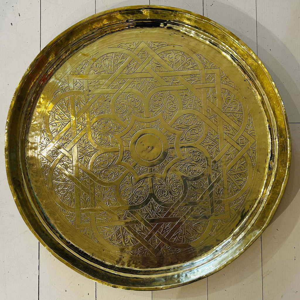 Vintage Brass Tray - 22.5” - Mashi Moosh