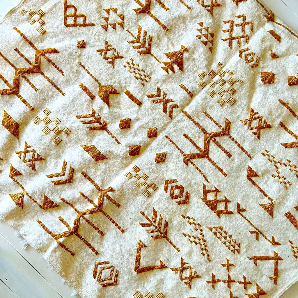 Moroccan wool rug - cream and yellow