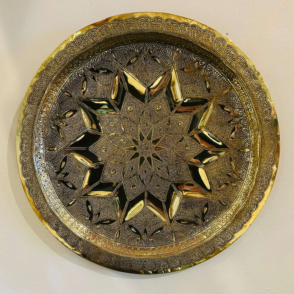 Vintage Brass Tray - 13.75” (35cm) - Mashi Moosh
