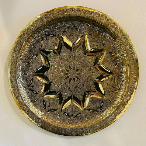 Vintage Brass Tray - 13.75” (35cm) - Mashi Moosh
