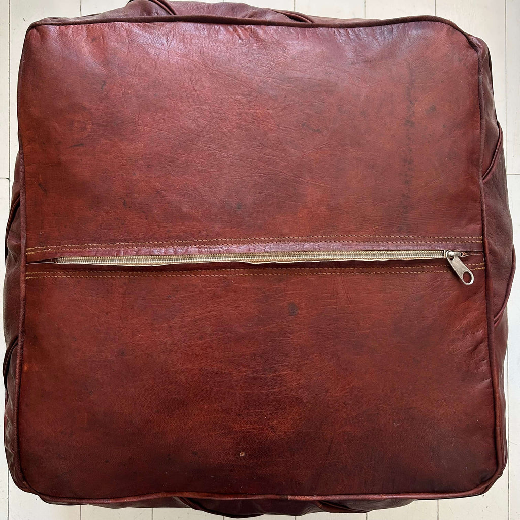 Square Moroccan Pouffe - Chestnut - Mashi Moosh