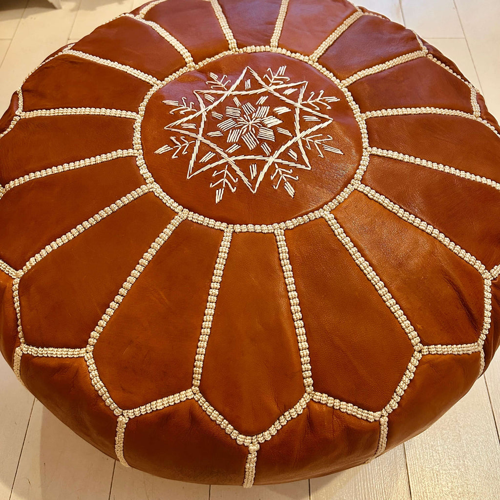 Embroidered Moroccan Pouffe