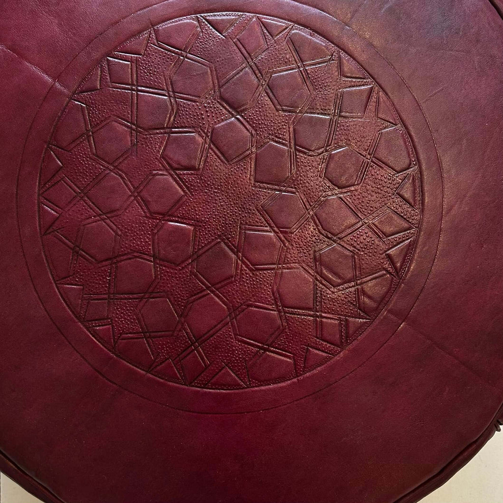 Embossed Pouffe - Merlot (Large) - Mashi Moosh