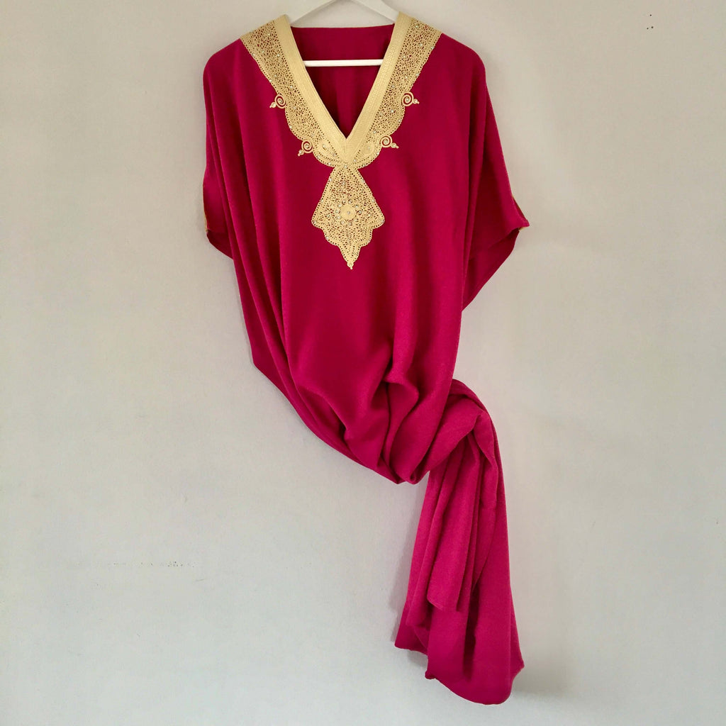 Kaftan - Style #2 Intricate Embroidered (Magenta) - Mashi Moosh