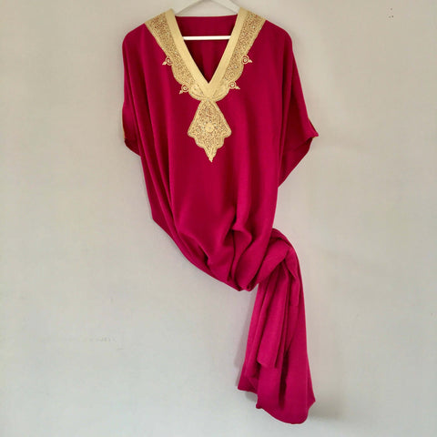 Kaftan - Style #2 Intricate Embroidered (Magenta) - Mashi Moosh