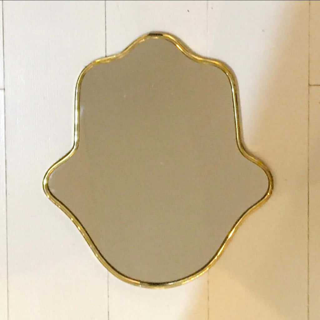 Hamsa Hand Mirror - Brass - Mashi Moosh