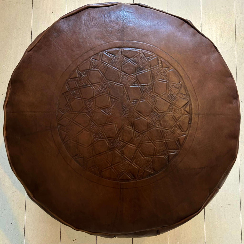 Embossed Pouffe - Chocolate (Large) - Mashi Moosh