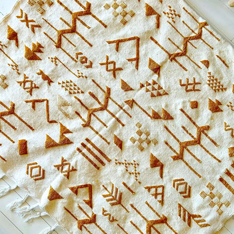 Moroccan wool rug - cream and yellow