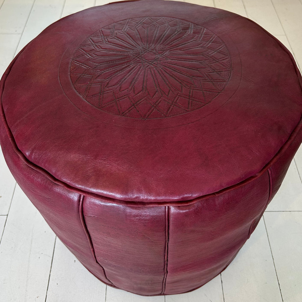 Embossed Pouffe - Merlot (16”x15”)