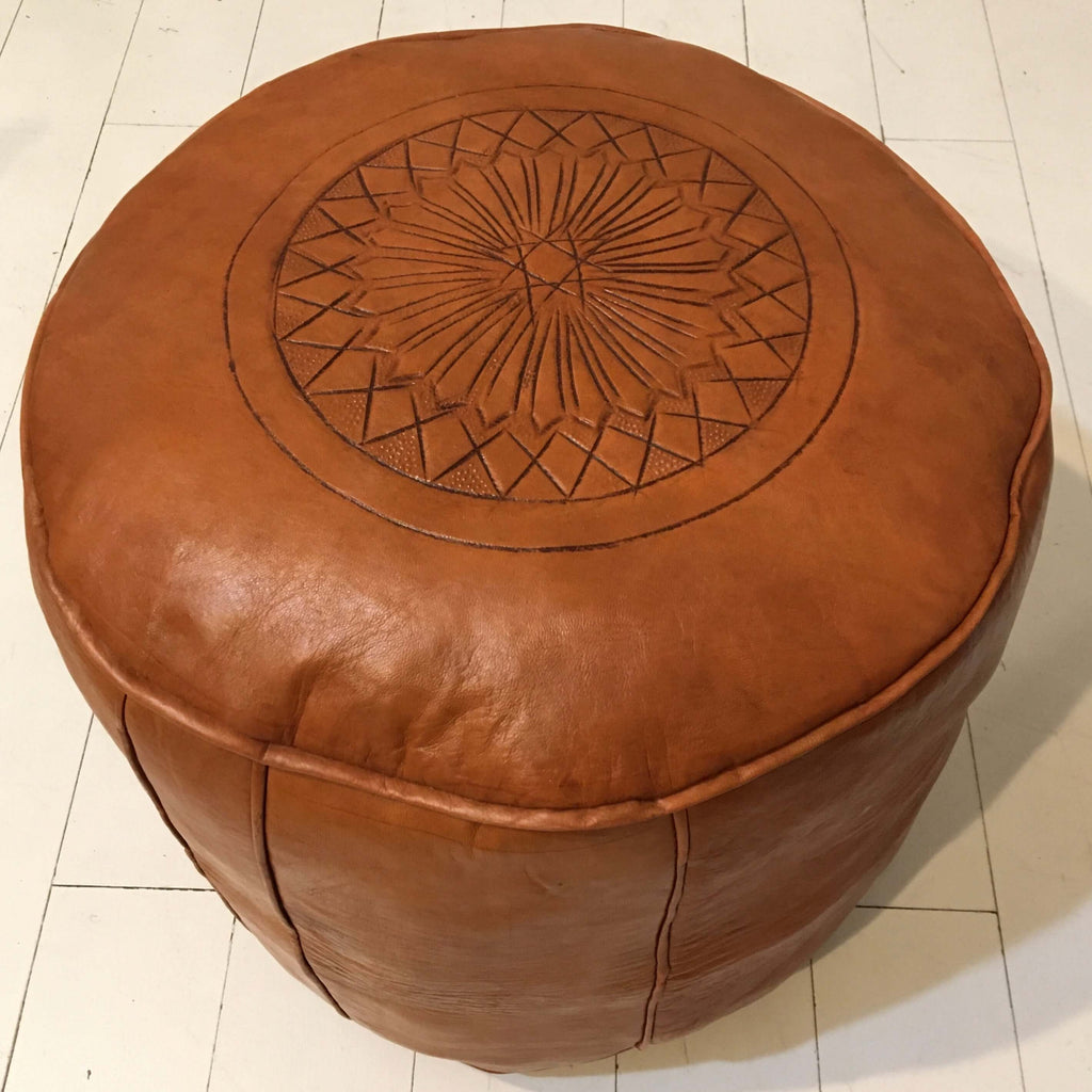 Embossed Moroccan Pouffe - Mashi Moosh