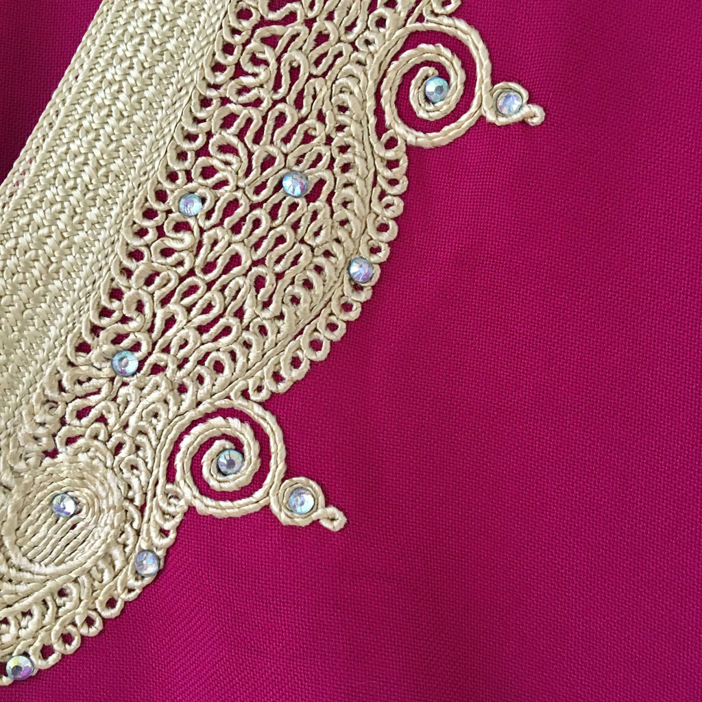 Kaftan - Style #2 Intricate Embroidered (Magenta) - Mashi Moosh