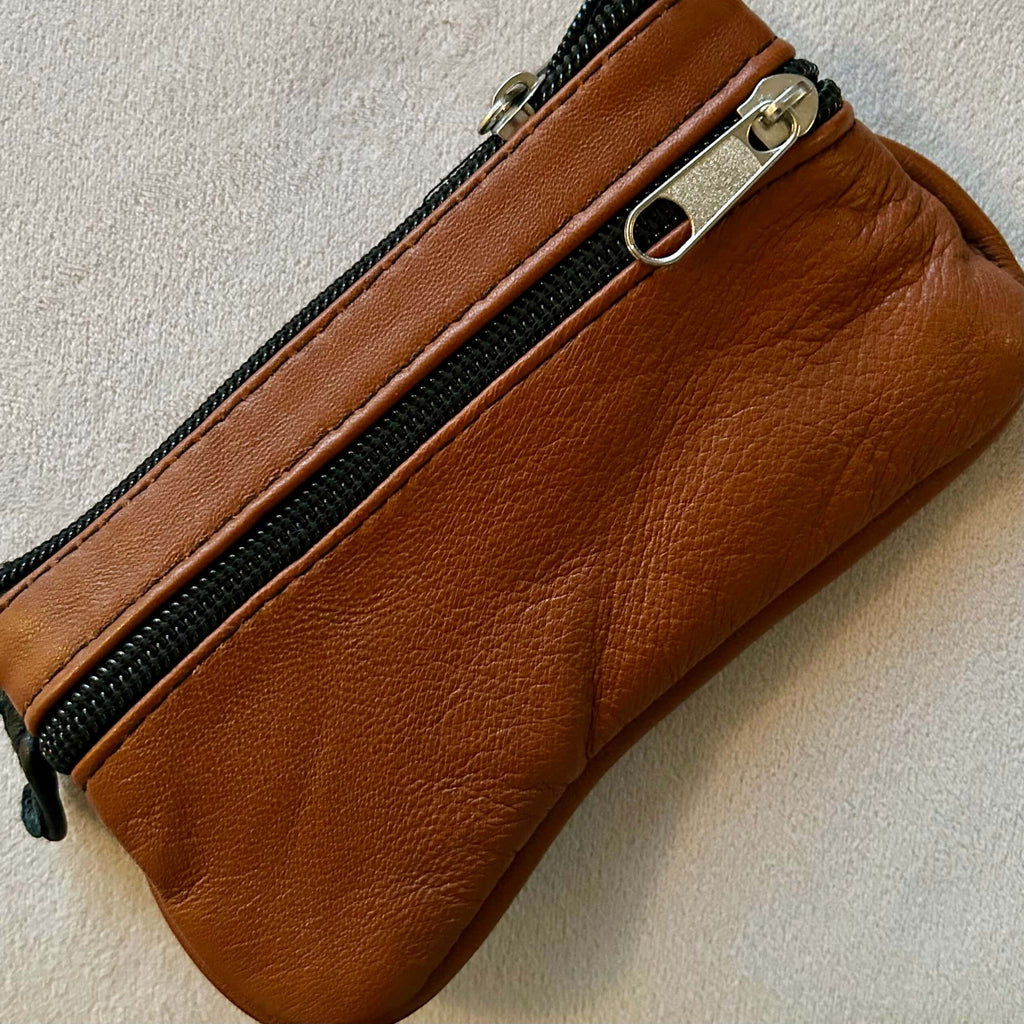 Zippered Leather Coin Wallet
