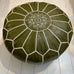 Embroidered Pouffe - Olive - Mashi Moosh