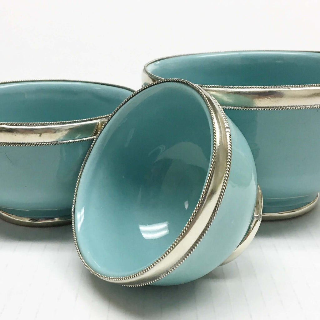 Silver Rimmed Bowl - Robin Egg Blue - Mashi Moosh