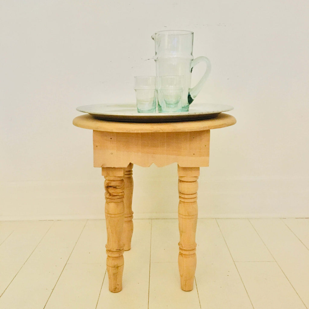 Berber Round Table with Aluminum Tray - Mashi Moosh