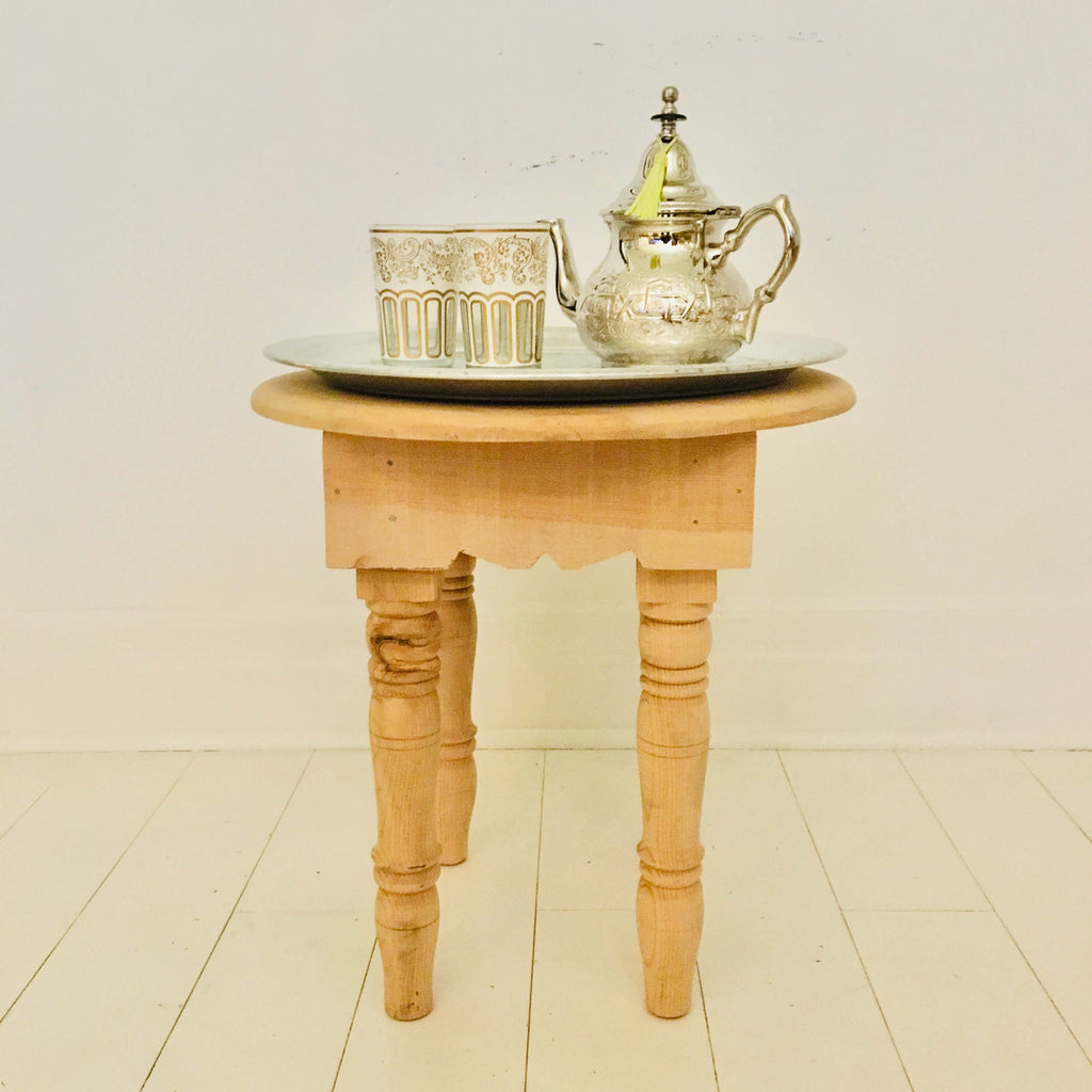 Berber Round Table with Aluminum Tray - Mashi Moosh