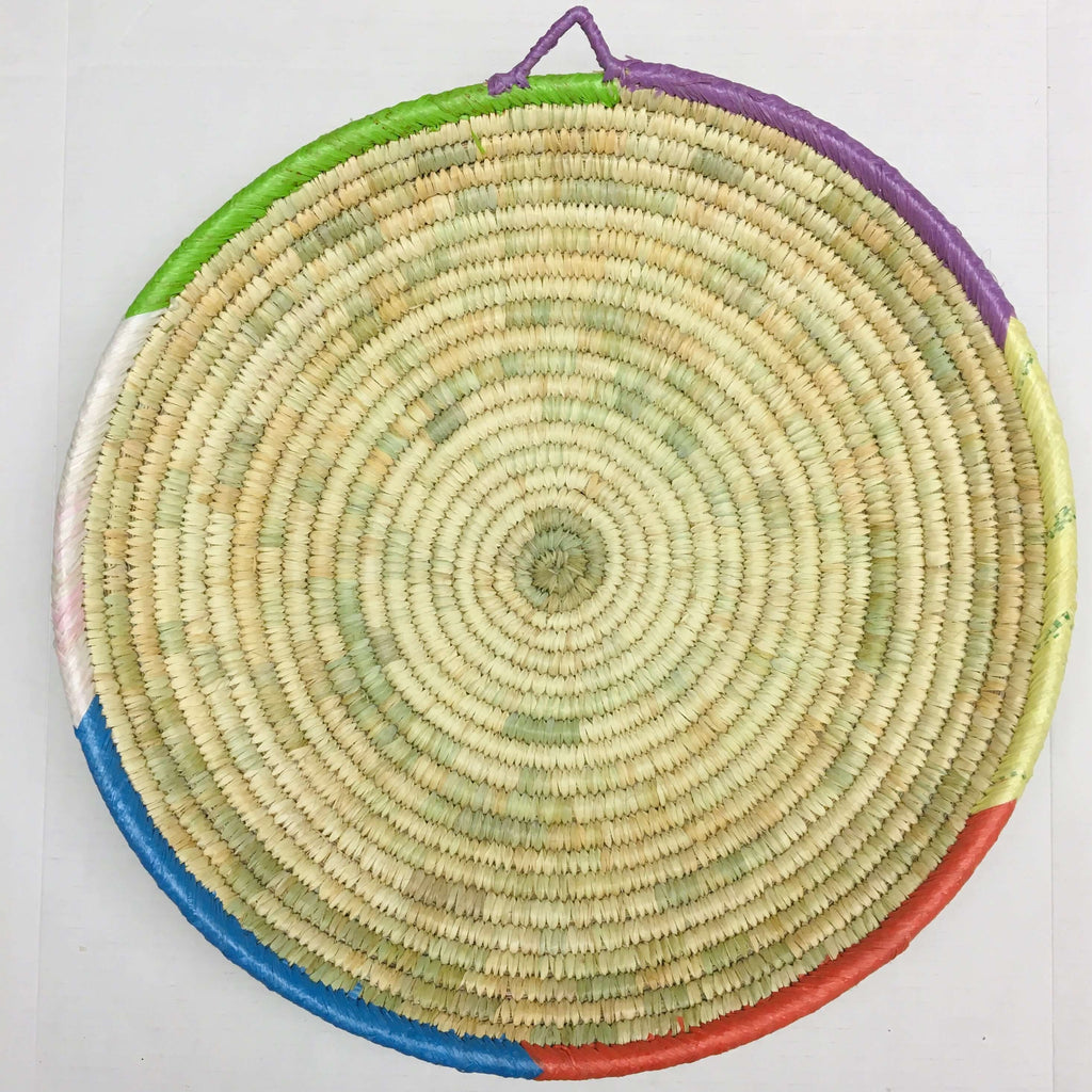 Woven Tray Basket - Coloured Rim