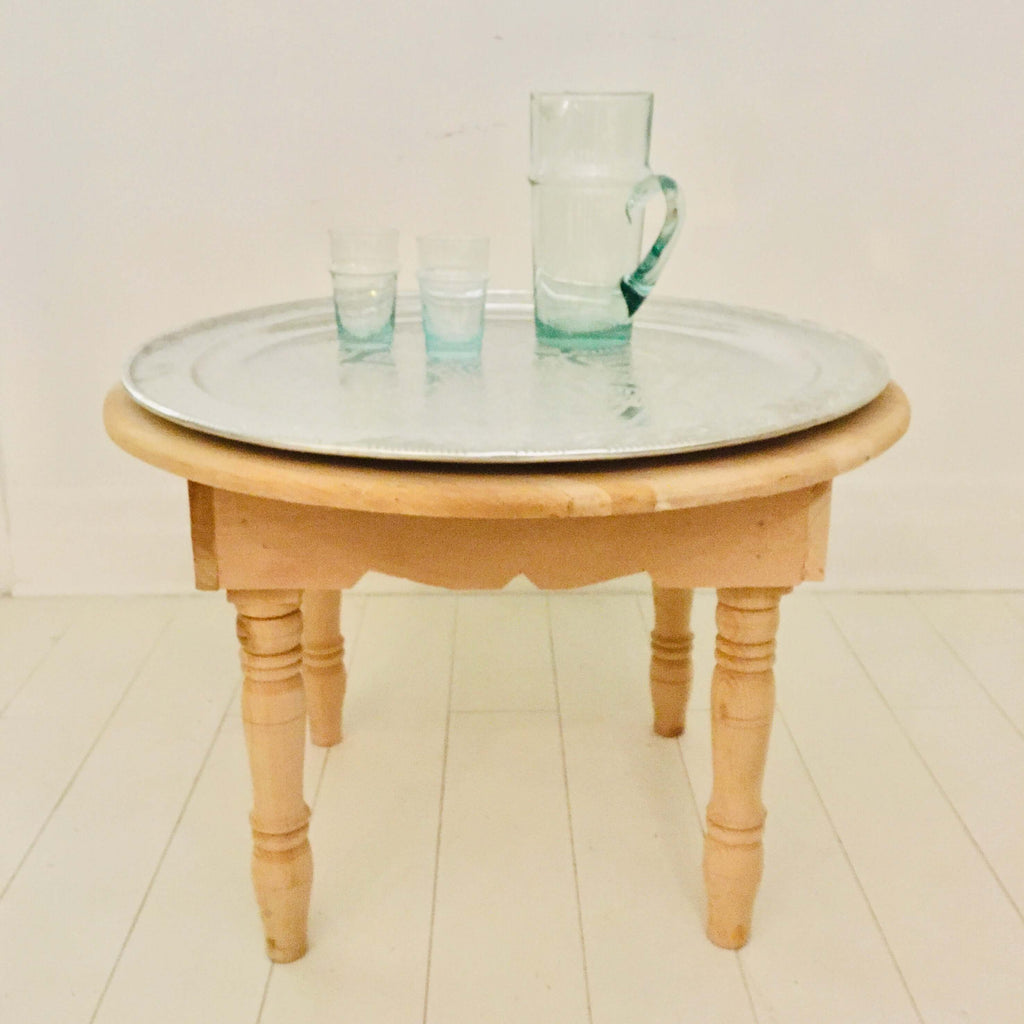 Berber Round Table with Aluminum Tray - Mashi Moosh