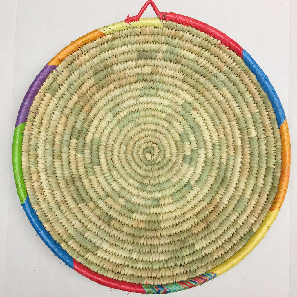 Woven Tray Basket - Coloured Rim