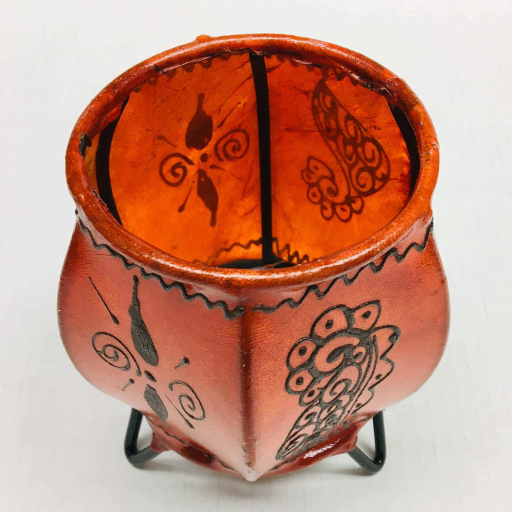 Henna Leather Candle Lantern - Mashi Moosh