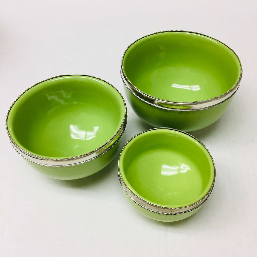 Silver Rimmed Bowl - Lime Bowl - Mashi Moosh