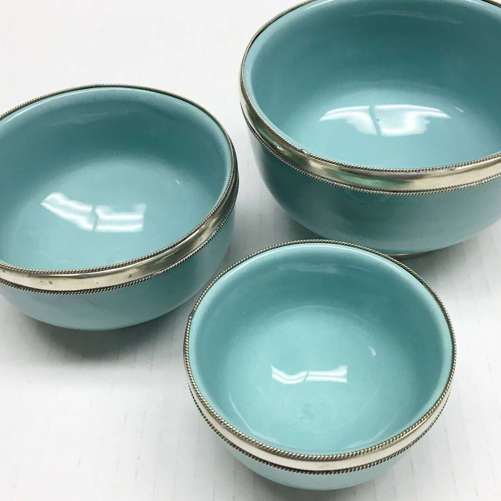 Silver Rimmed Bowl - Robin Egg Blue - Mashi Moosh