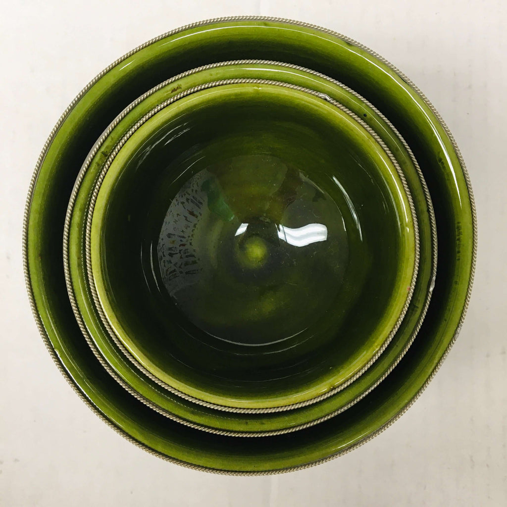 Silver Rimmed Bowl - Moss Bowl - Mashi Moosh