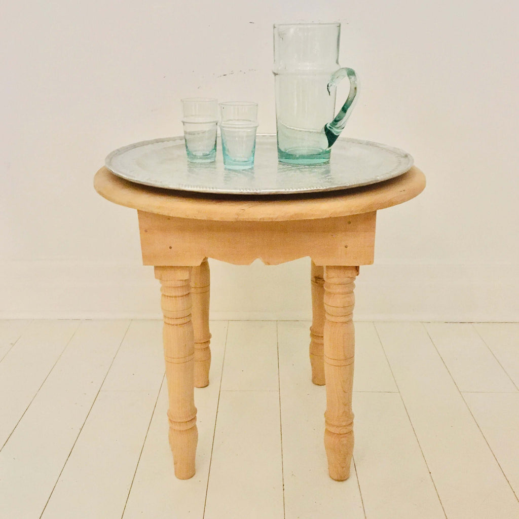 Berber Round Table with Aluminum Tray - Mashi Moosh