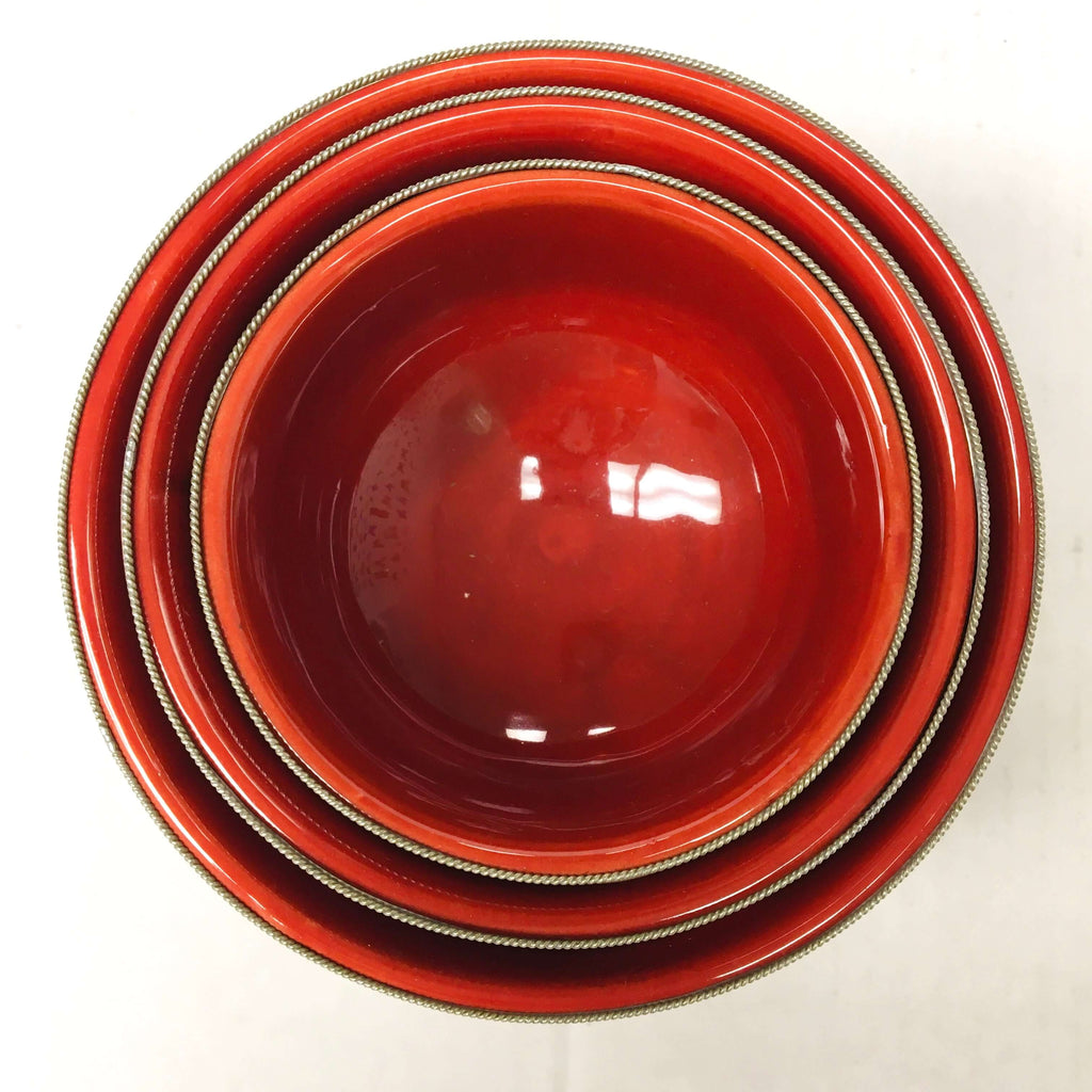 Silver Rimmed Bowl - Berry Red Bowl - Mashi Moosh