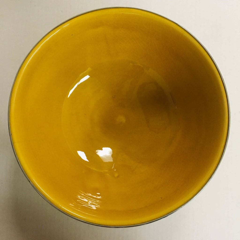 Silver Rimmed Serving Bowl - Saffron Bowl - Mashi Moosh