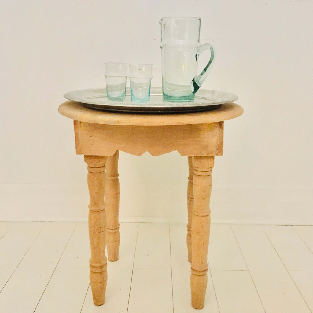 Berber Round Table with Aluminum Tray - Mashi Moosh